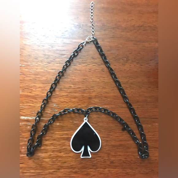 Casino Black Spade Charm Gamble Playing Card Deck Poker Thick Link Chain Pendant - Picture 7 of 8